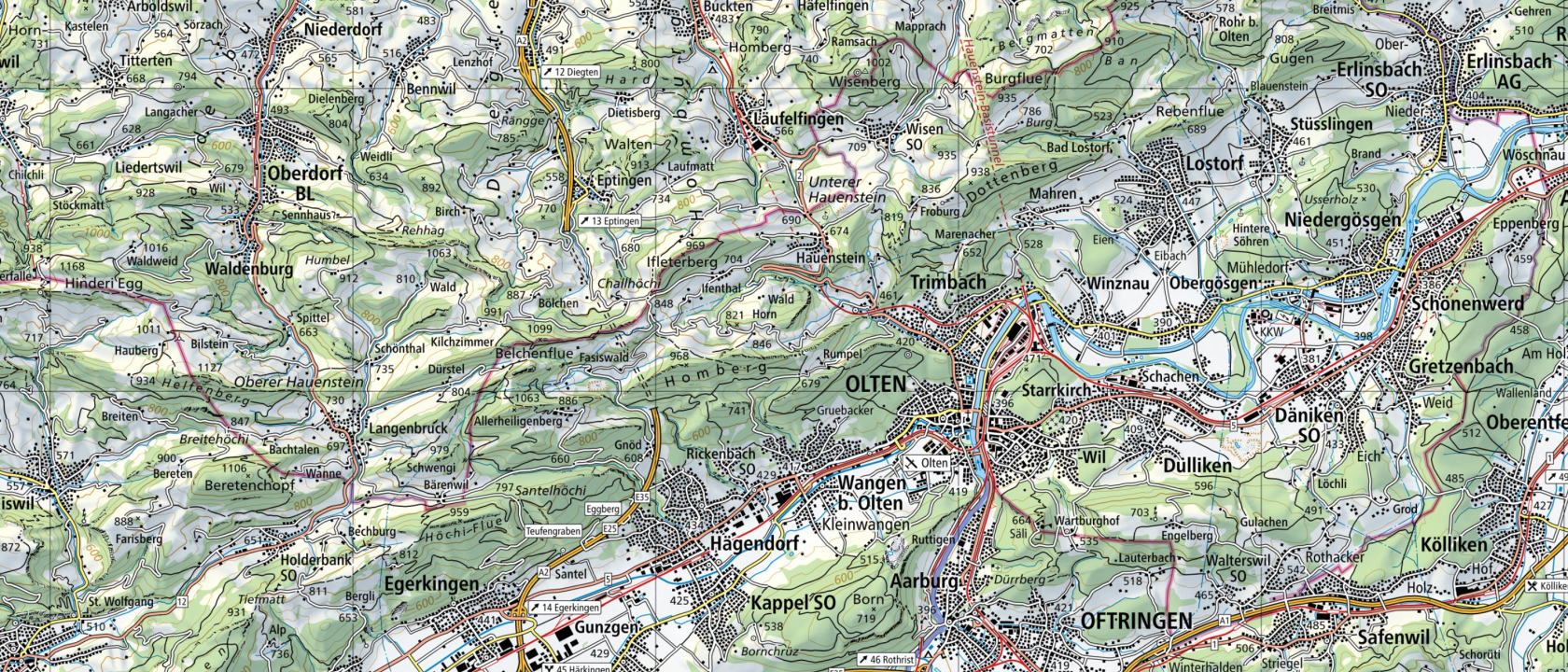 BikeRegion-Olten Kartenausschnitt map.geo.admin.ch